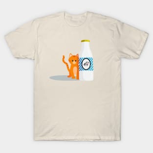 Tabby cat with a milk bottle T-Shirt